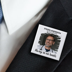 Stylish White Photo Funeral Button