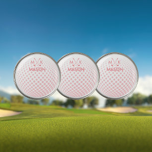 Stylish White Pink Modern Golf Ball Monogram Golf Ball Marker