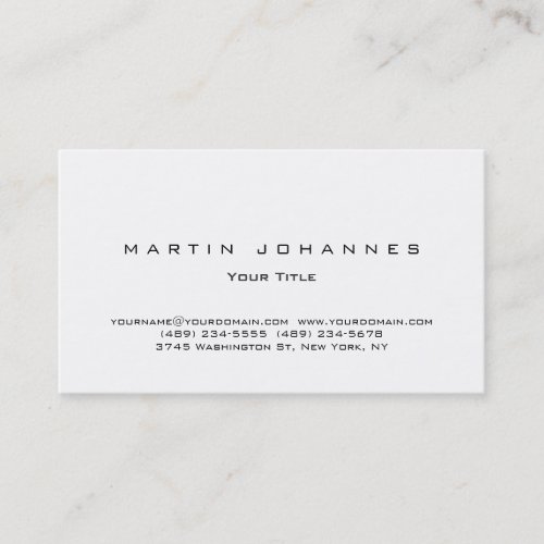 Stylish white plain professional business card