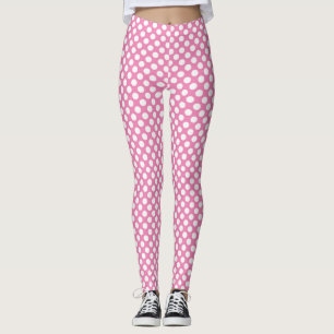 Stylish white polka dots pattern on pink leggings
