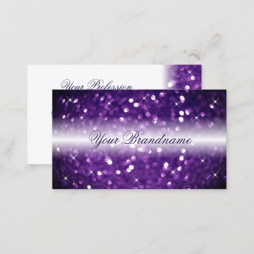 Stylish White Purple Sparkling Glitter Glamorous Business Card