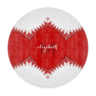 Stylish White Red Lace Personalize It Home decor Cutting Board