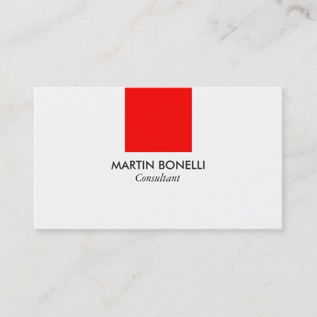 Stylish White Red Standard Business Card (Front)