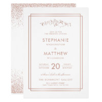 Stylish White & Rose Gold Mountain Wedding Card