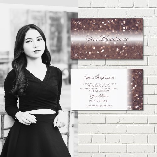 Stylish White Rose Gold Sparkling Glitter Luxury Business Card