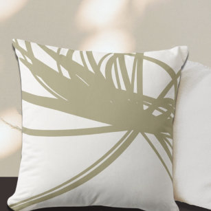 Stylish White Sage Green Ribbons Throw Pillow
