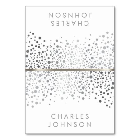 Stylish White & Silver Confetti Dots | Place Cards