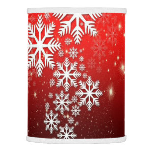 Stylish White Snowflake Pattern on Red Lamp Shade