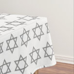 Stylish White | STAR OF DAVID Tablecloth<br><div class="desc">Stylish STAR OF DAVID Tablecloth, showing with faux silver gray Star of David in a tiled pattern. This is a minimalist, simple elegant design, suitable for Jewish holidays and celebrations, such as Chanukah, Passover, Rosh Hashanah, Bar/Bat Mitzvahs, etc. The background is white. Available in other colors, or you can change...</div>