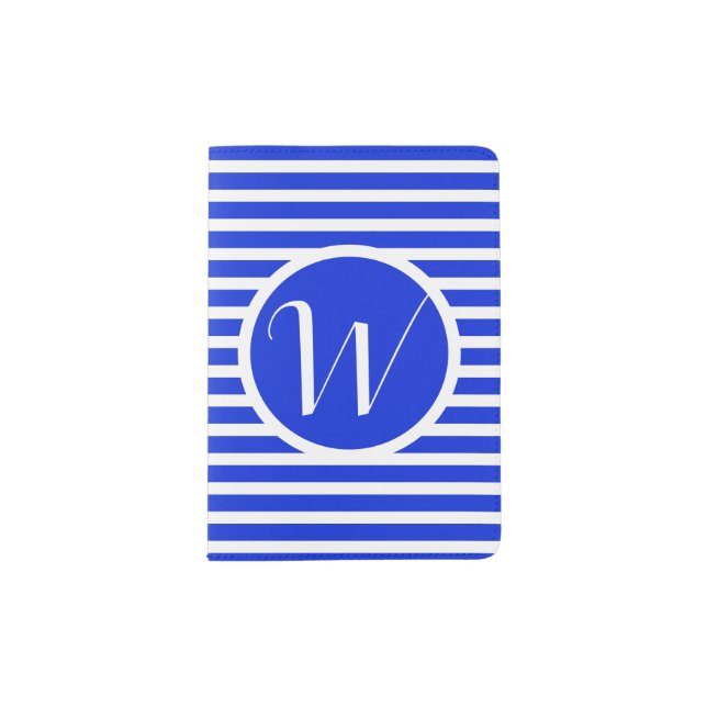 Stylish White Stripes Letter W Monogram Passport Holder (Front)
