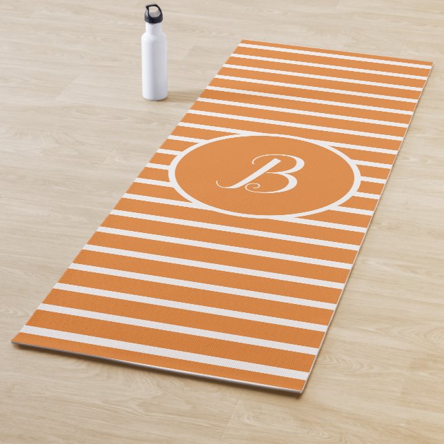 Stylish White Stripes Monogram Letter B Yoga Mat (In Situ)