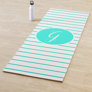 Stylish White Stripes Monogram Letter G Yoga Mat
