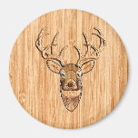 Stylish White Tail Buck Antlers Light Wood Grain Magnet