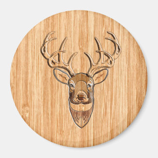 Stylish White Tail Buck Antlers Light Wood Grain Magnet