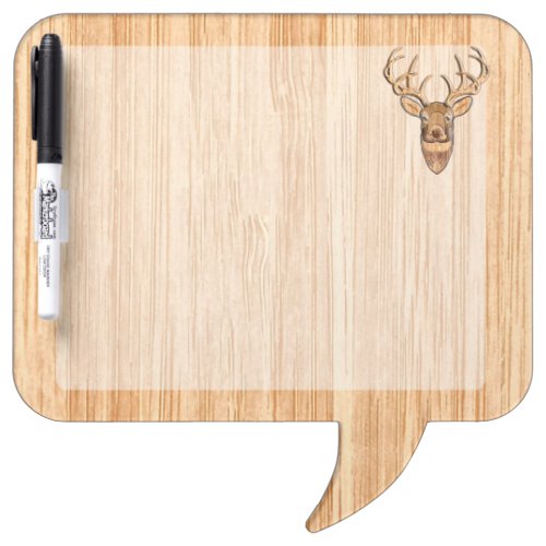 Stylish White Tail Deer Buck Head Light Wood Grain Dry Erase Board