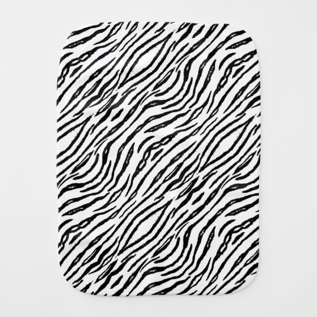 Stylish White Tiger Stripes Modern Animal Print Burp Cloth (Front)