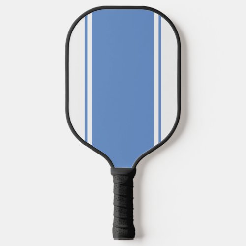 Stylish Wide Light Blue Vertical Racing Stripes Pickleball Paddle