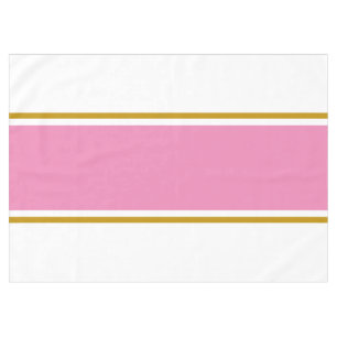 Stylish Wide Pink Brown Racing Stripes On White Tablecloth
