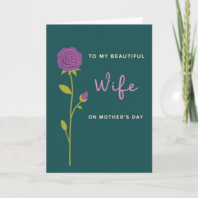 Stylish Wife Mothers Day Card (Front)