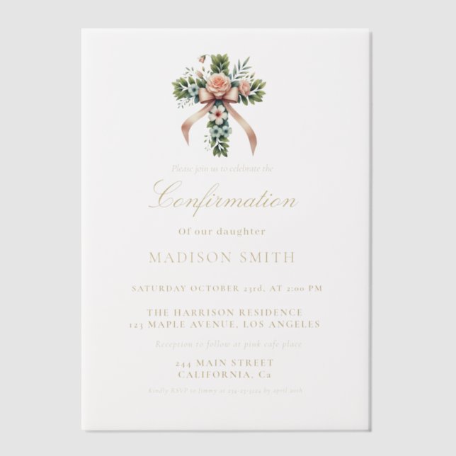 Stylish Wildflower Garden Confirmation Vellum Invitations (Front)