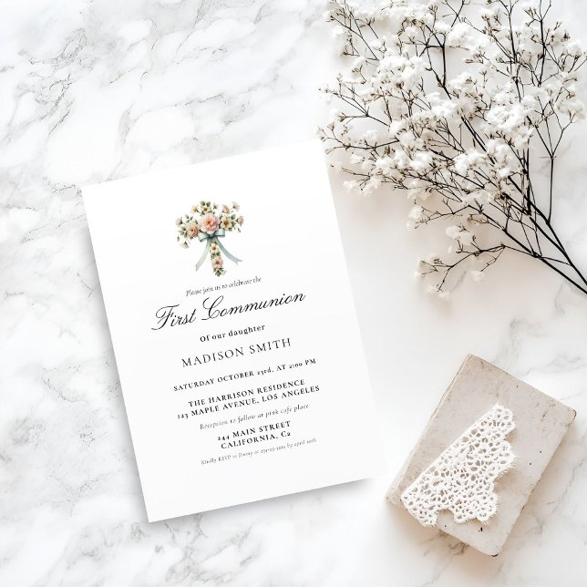 Stylish Wildflower Garden First Holy Communion Invitation (Creator Uploaded)