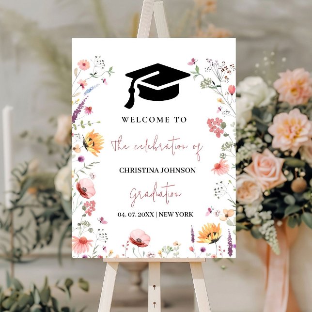 Stylish Wildflower Garden Graduation Welcome Sign  (Creator Uploaded)