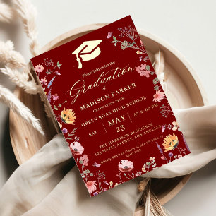 Stylish Wildflower Meadow Garden Graduation Foil Invitation
