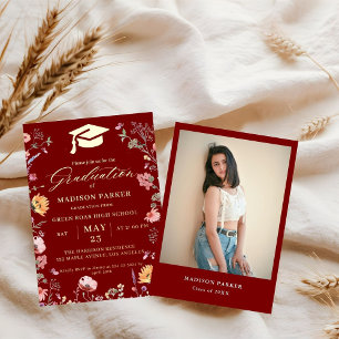 Stylish Wildflower Meadow Garden  Graduation Foil Invitation