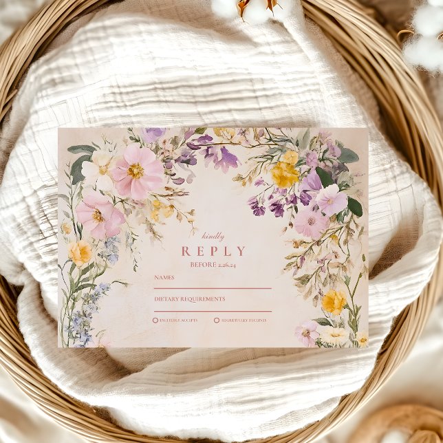 Stylish Wildflower Meadow Garden Graduation  RSVP Card (Creator Uploaded)