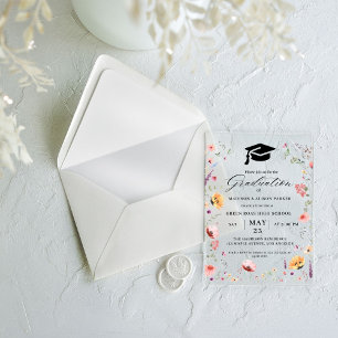 Stylish Wildflower Meadow Garden Twin Graduation  Acrylic Invitations