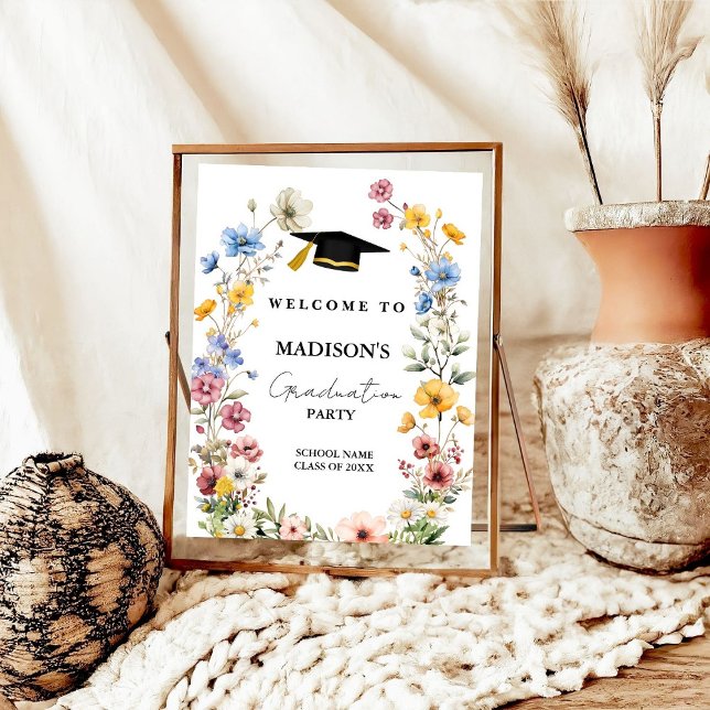 Stylish Wildflower Meadow Graduation Welcome Sign (Creator Uploaded)