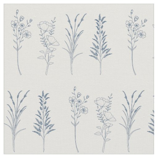 Stylish wildflowers botanical pattern fabric