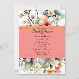 Stylish Wildflowers Bridal Shower Invitation