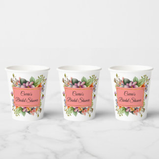 Stylish Wildflowers Bridal Shower Paper Cups