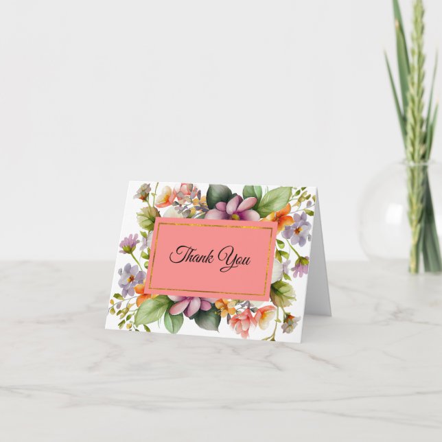 Stylish Wildflowers Bridal Shower Thank You Invitation (Front)