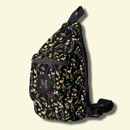 Stylish Wildflowers on Black Sling Bag