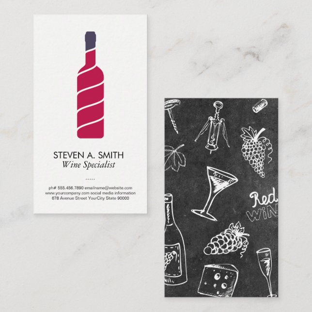 Stylish Wine Bottle Logo Business Card (Front/Back)