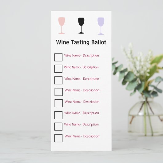 Stylish Wine Tasting Ballot (Standing Front)