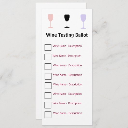 Stylish Wine Tasting Ballot (Front/Back)