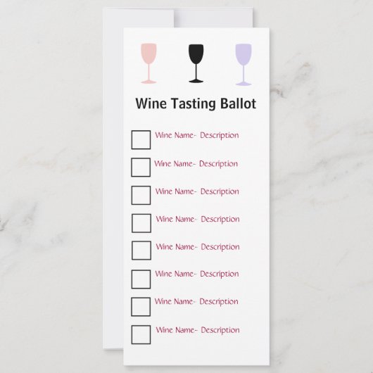 Stylish Wine Tasting Ballot (Front)