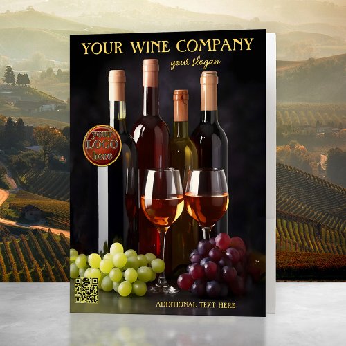 Stylish Wine Vineyard or Winery Pocket Folder