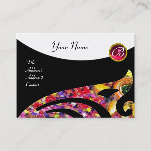 STYLISH WING 2 MONOGRAM RED RUBYfuchsia Business Card