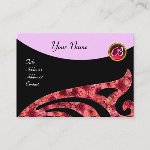 STYLISH WING 2 MONOGRAM RED RUBYfuchsia pink Business Card