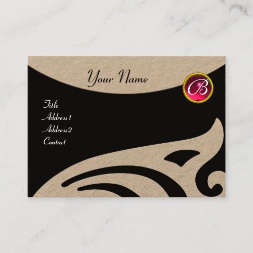 STYLISH WINGS FUCHSIA RED RUBY GEMSTONE MONOGRAM BUSINESS CARD