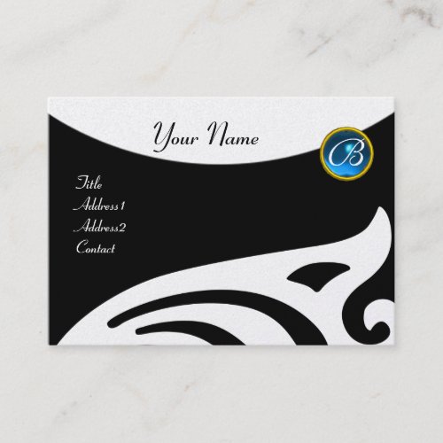 STYLISH WINGS MONOGRAM BLUE SAPPHIRE pearl Business Card