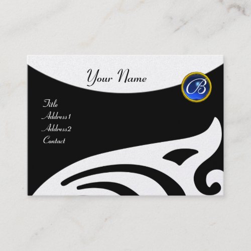 STYLISH WINGS MONOGRAM BLUE SAPPHIRE pearl Business Card