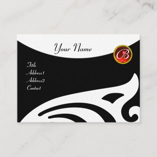 STYLISH WINGS MONOGRAM RED RUBYlinen Business Card