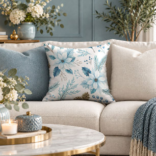 Stylish Winter Botanical Accent Throw Pillow Decor