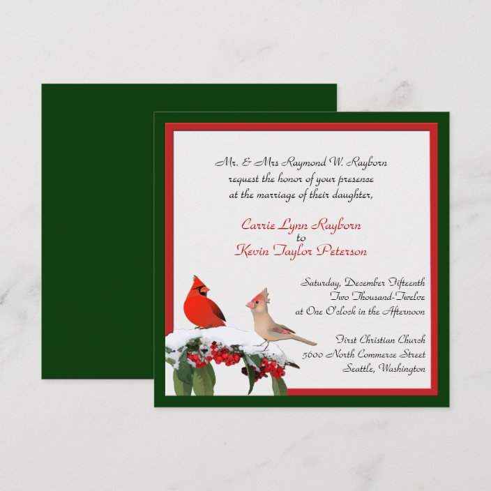 Stylish Winter Cardinals Wedding Invitation | Zazzle.com