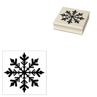 Stylish Winter Snowflake Silhouette Shape Rubber Stamp